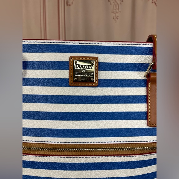 Dooney & Bourke Blue & White Stripe Tote NWT 2023 NEW with certificate - Picture 11 of 16
